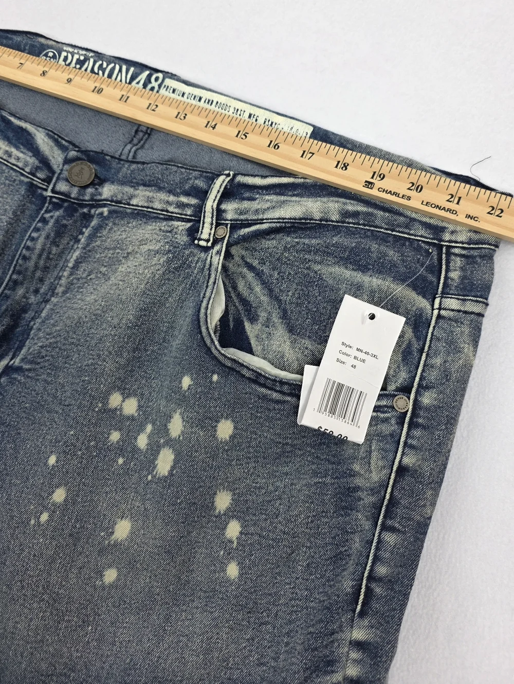 Reason Brand Big and Tall Men's Touch Up Skinny Jeans Size 48 Blue NWT AA-3415